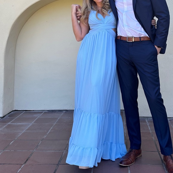 Blue Ruffle Sleeve Dress - Picture 5 of 5